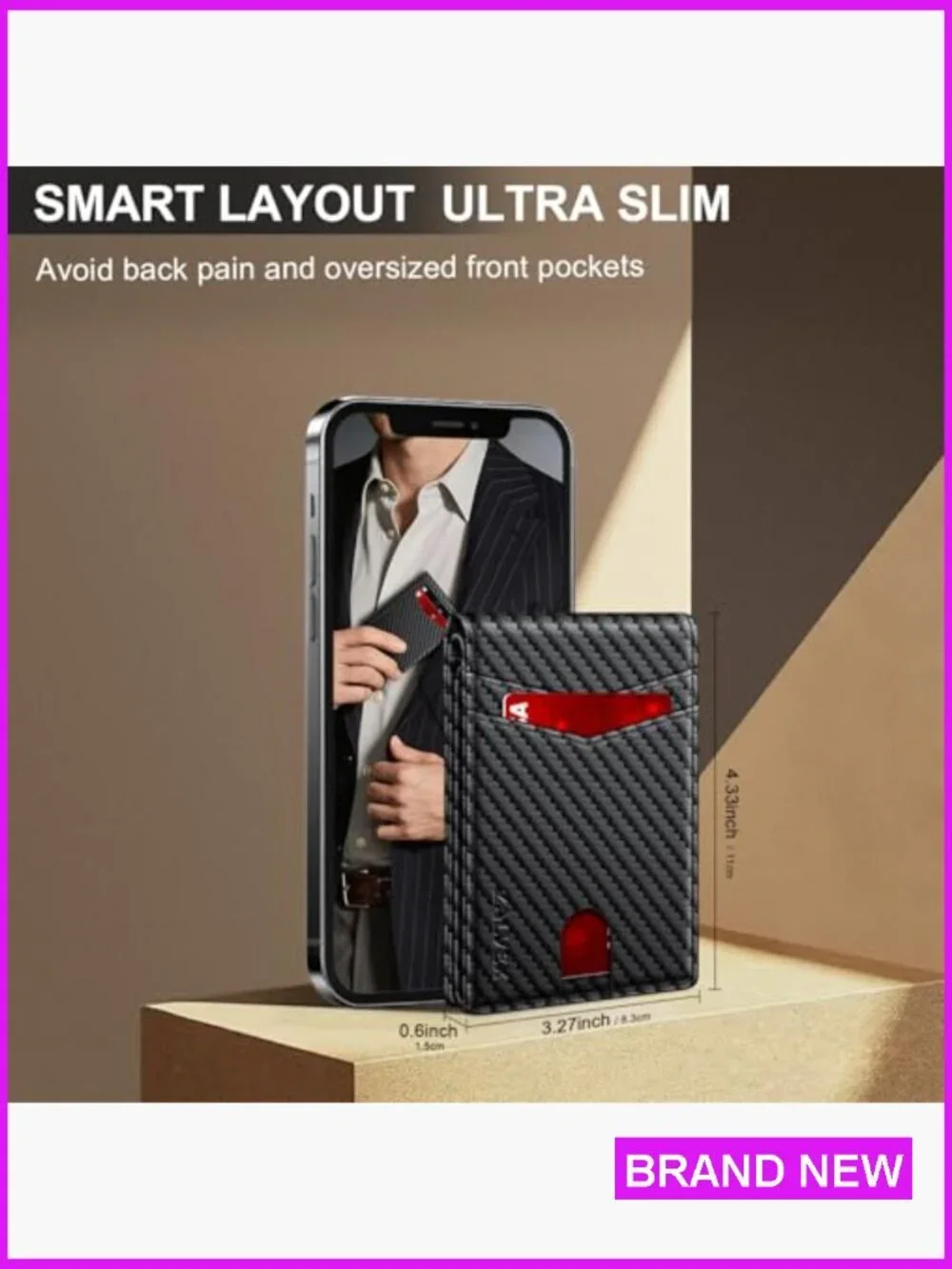 Slim RFID Blocking Leather Wallet Minimalist Bifold Card Holder Gift